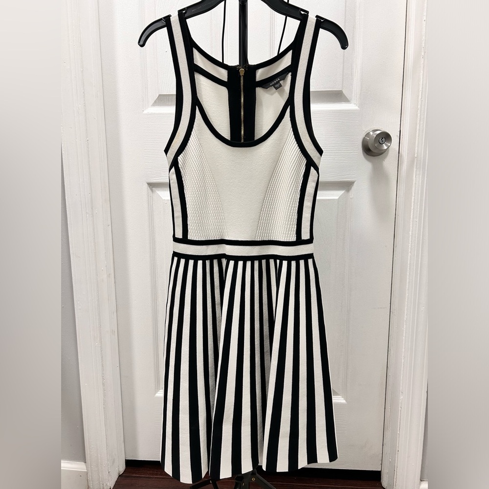 GUESS Black and White Striped Dress